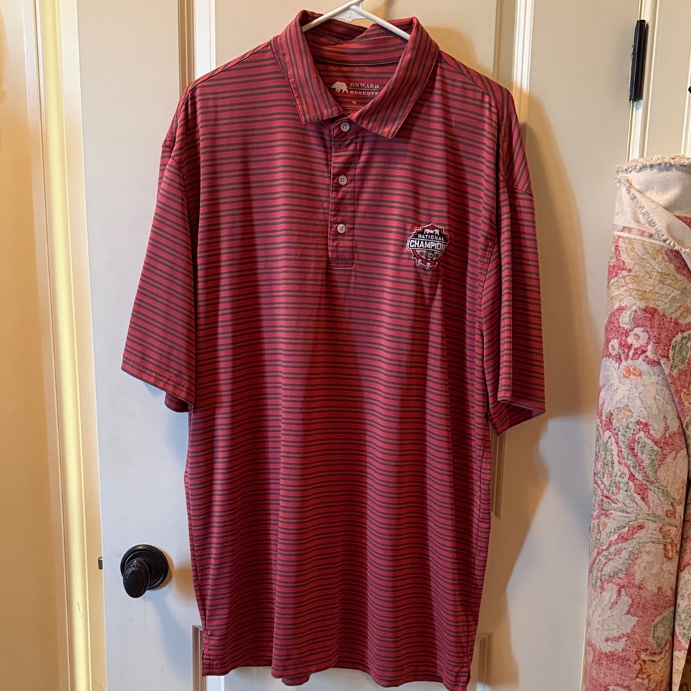 Onward Reserve Ga Football UGA Men's Red Striped Polo Shirt